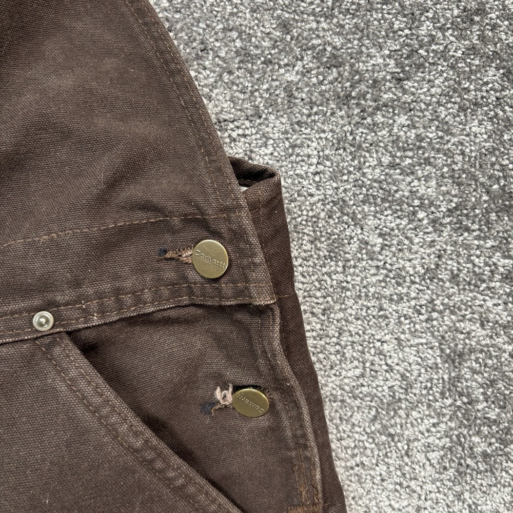 Vintage‎ Carhartt Bib Overalls Mens 40x32 Brown Canvas Quilted Insulated R27 DKB - Picture 8 of 14